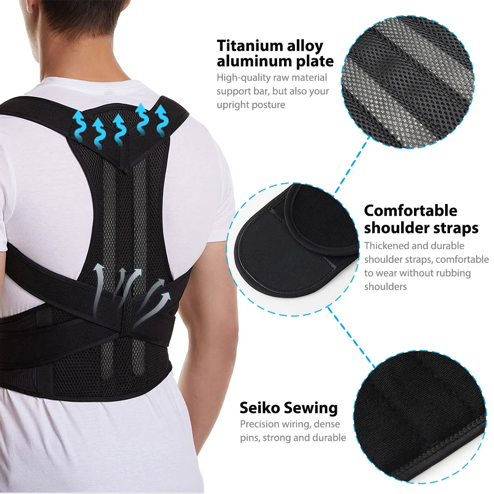 Adjustable Back Brace Posture Corrector for Women & Men